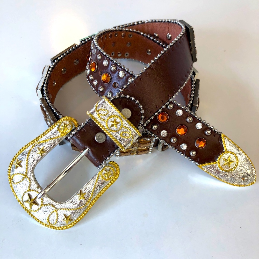 West Star Texas Rhinestone Crosses Belt Medium